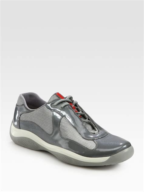 prada gray shoes|red and grey prada sneakers.